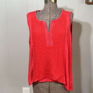 Women's Sleeveless Red Lace Top